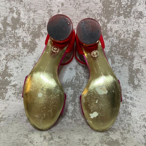 Stella McCartney Satin Lucite Heel Sandals in Pink/Red - Picture 7 of 8